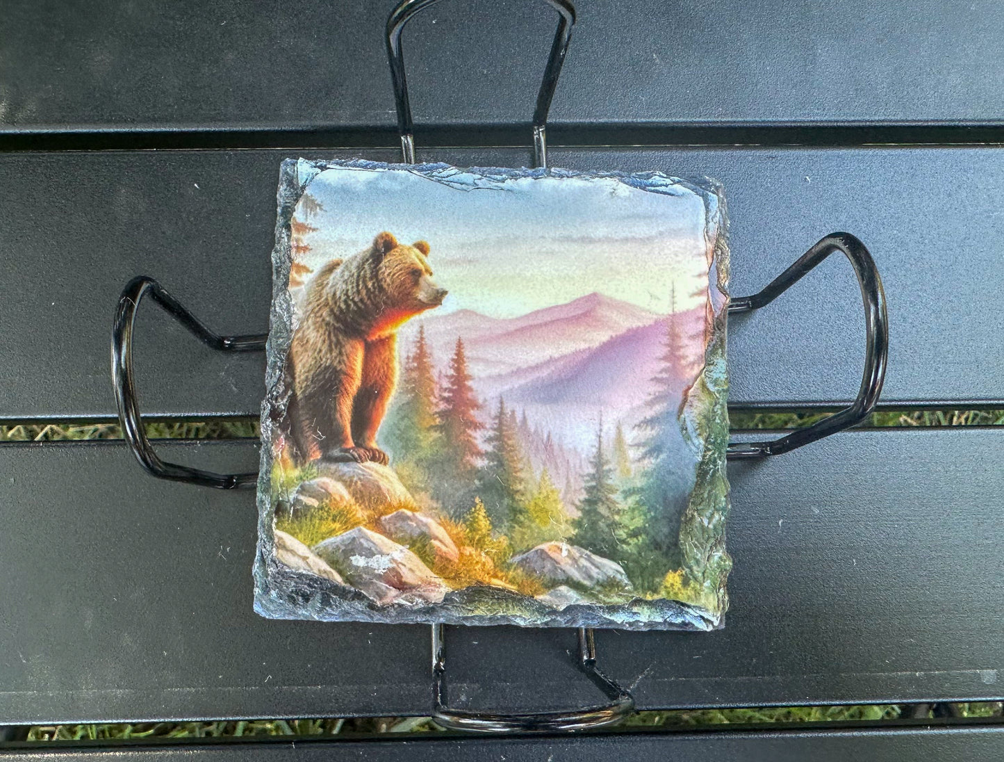 Bear Sunset Coaster Set - Set of 4 Slate Coasters for Bear Lovers