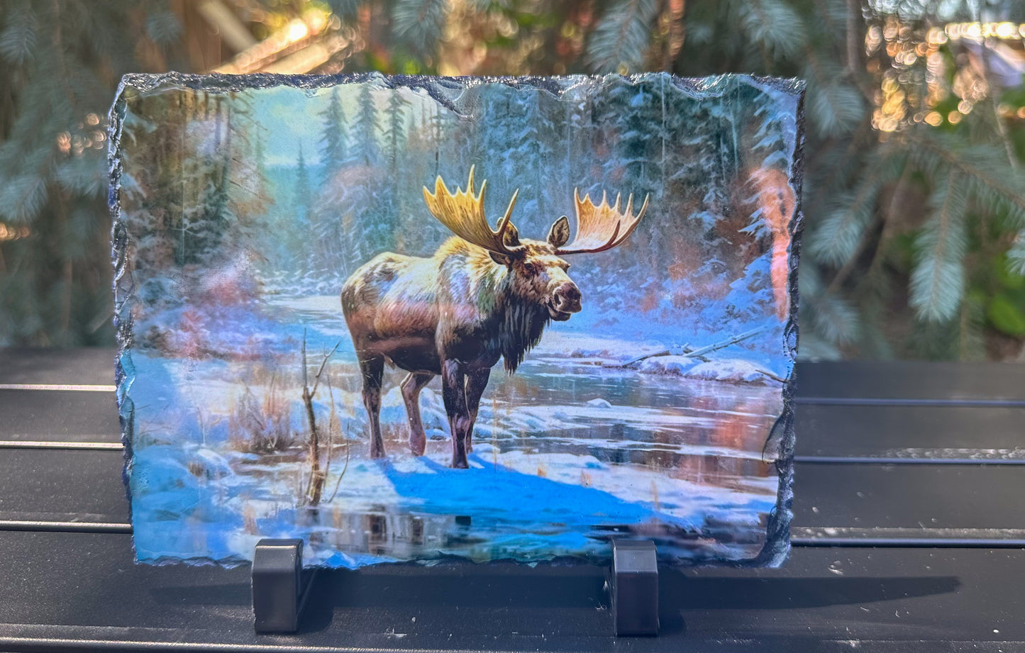 Winter Moose Slate Plaque - Perfect Outdoorsy Gift for Nature Lovers