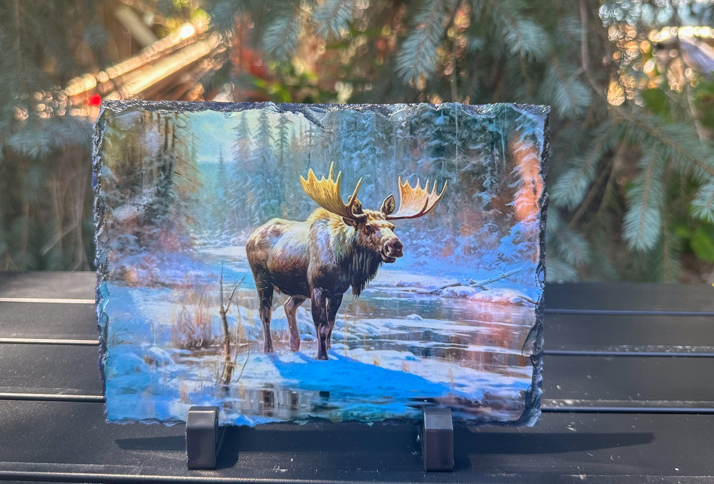 Winter Moose Slate Plaque - Perfect Outdoorsy Gift for Nature Lovers