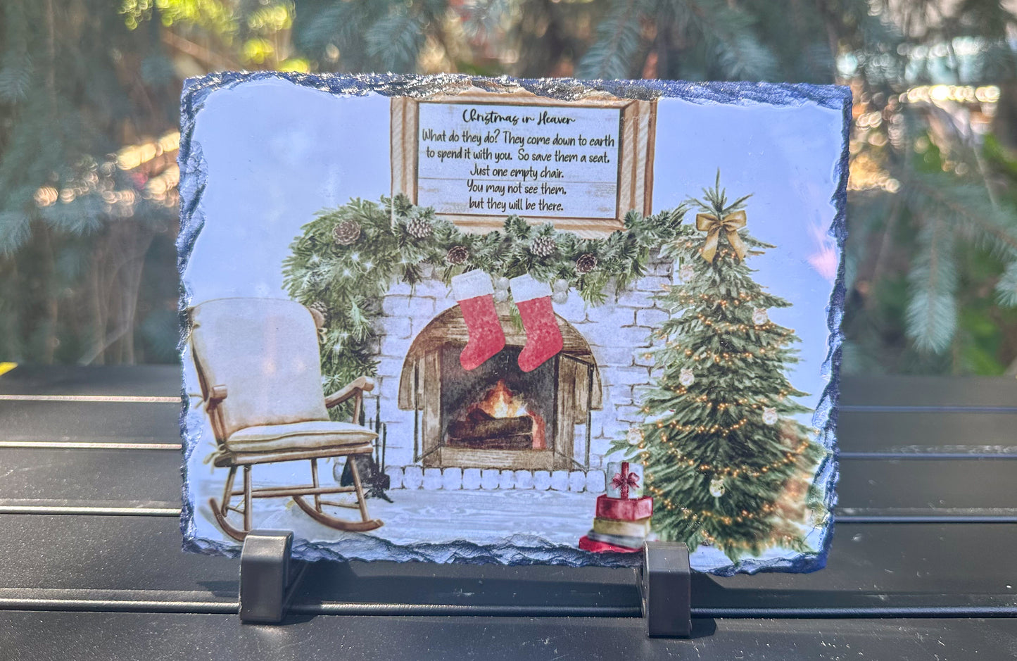 Christmas In Heaven Memorial Slate Plaque In Loving Memory Photo Keepsake Gift