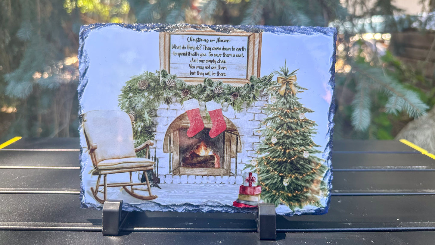 Christmas In Heaven Memorial Slate Plaque In Loving Memory Photo Keepsake Gift