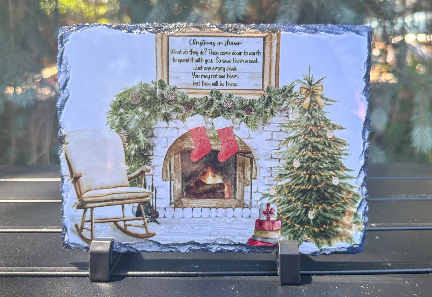 Christmas In Heaven Memorial Slate Plaque In Loving Memory Photo Keepsake Gift