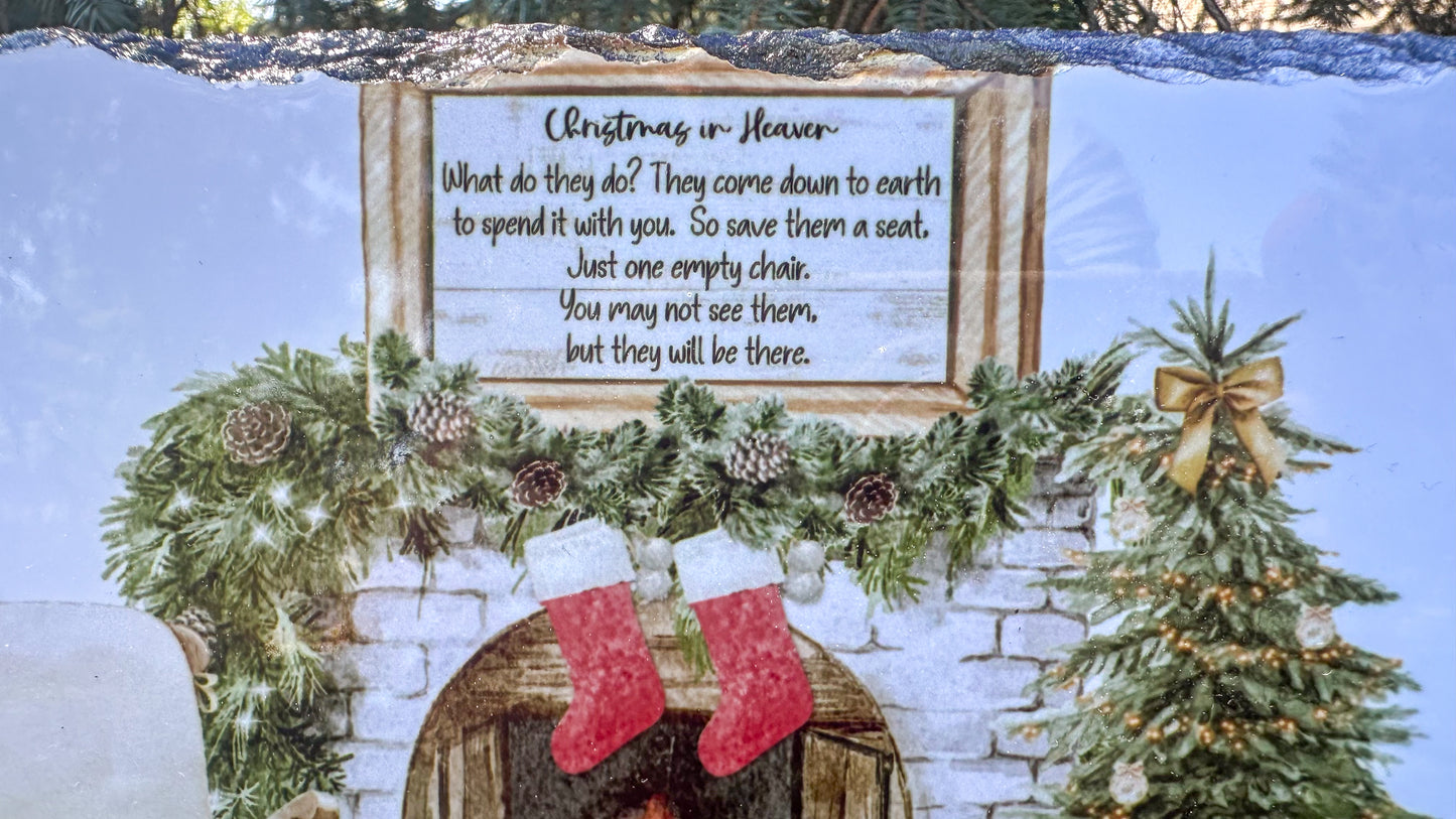 Christmas In Heaven Memorial Slate Plaque In Loving Memory Photo Keepsake Gift