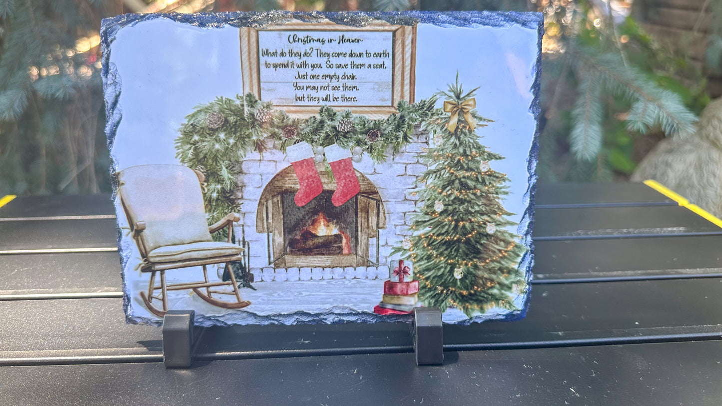 Christmas In Heaven Memorial Slate Plaque In Loving Memory Photo Keepsake Gift