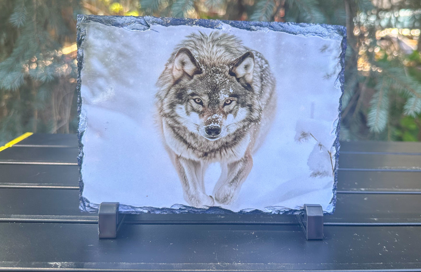 Wolf On A Mission Decorative Slate Plaque - Perfect Gift for Wolf Lovers