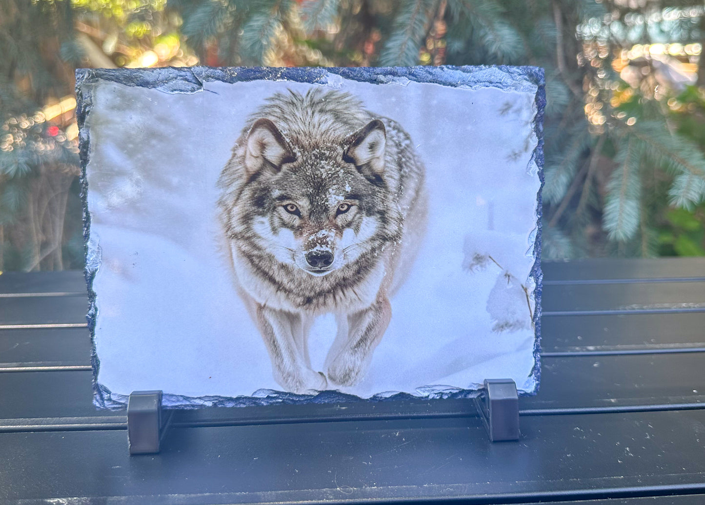 Wolf On A Mission Decorative Slate Plaque - Perfect Gift for Wolf Lovers