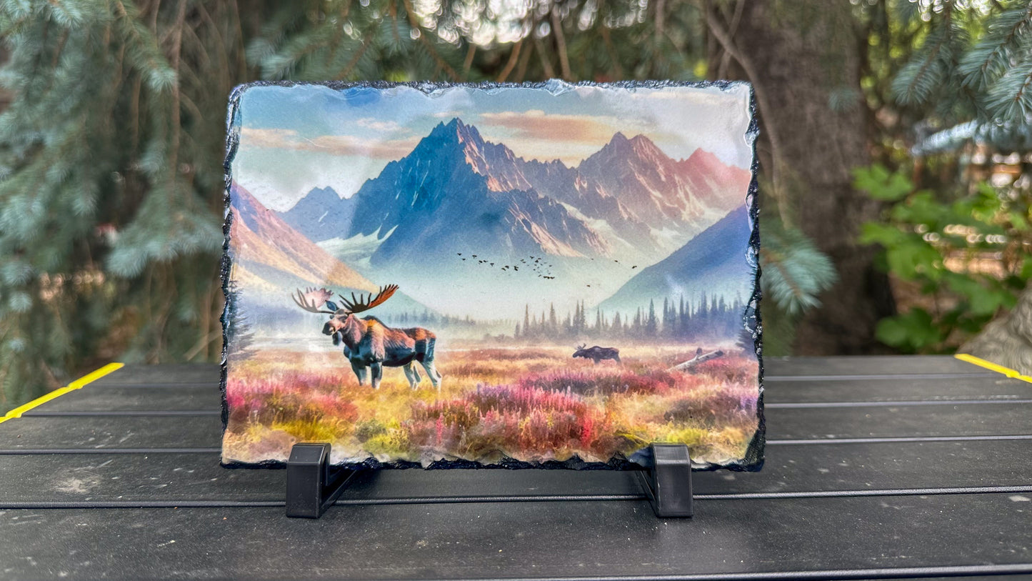 Moose Photo Slate Plaque - Rustic Moose Decor for Cabin or Lodge