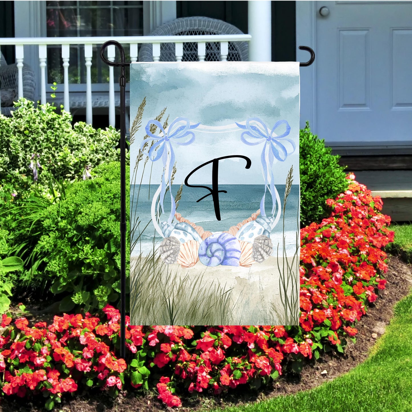 Coastal Shell Crest Garden Flag - Custom Outdoor Decor for New Home Housewarming Gift