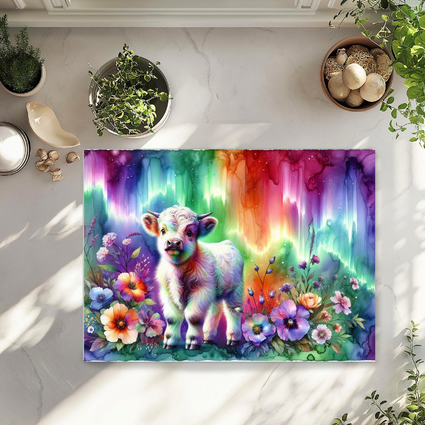 Baby Highland Cow Glass Cutting Board - Perfect Gift for Cow Lovers Foodies