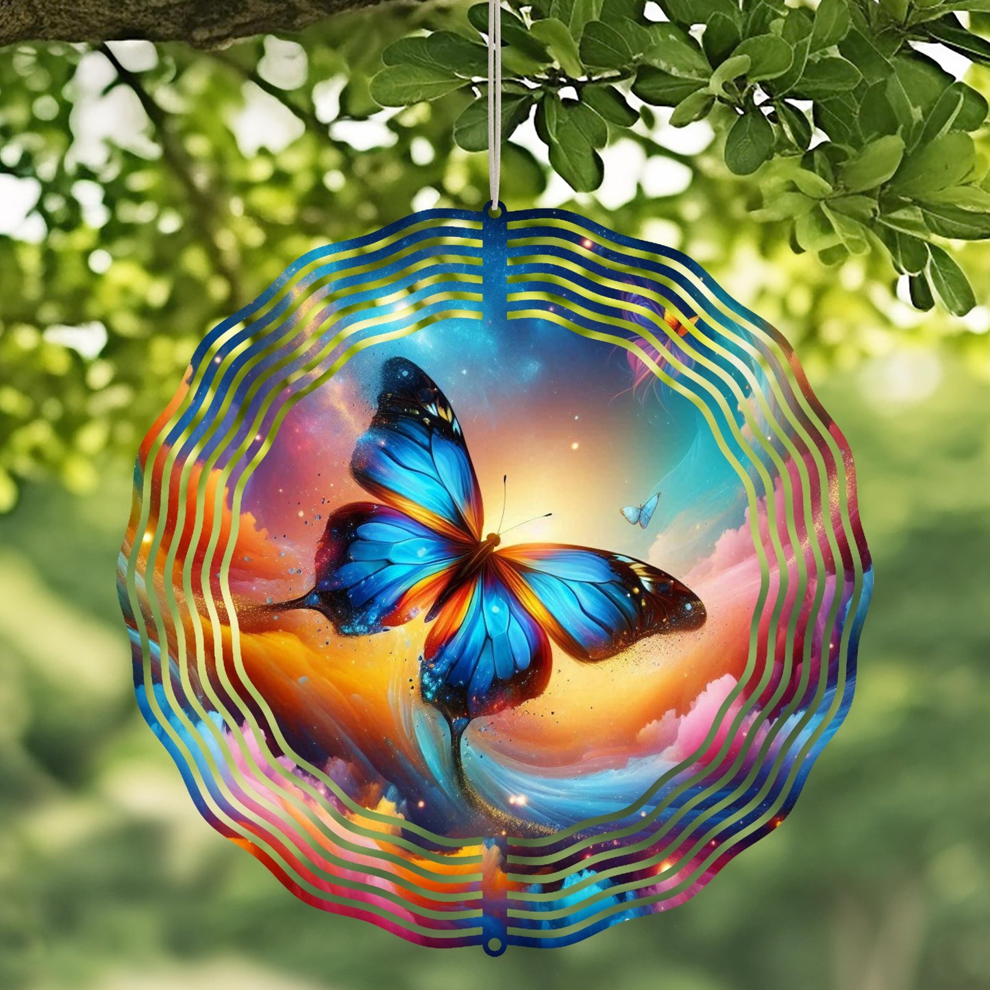 Butterfly Wind Spinner Whimsical Metal Yard Art Sunlight Catcher for Outdoor Decor