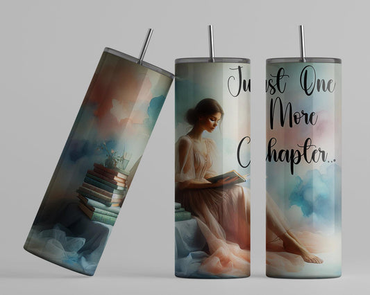 Just One More Chapter Tumbler - Whimsical Travel Mug for Book Lovers  Perfect Reader Gift