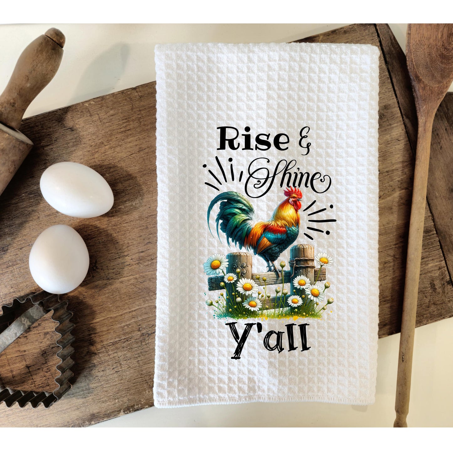 Waffle Weave Chicken Towel - Charming Kitchen Decor Unique Gift for Chicken Lovers