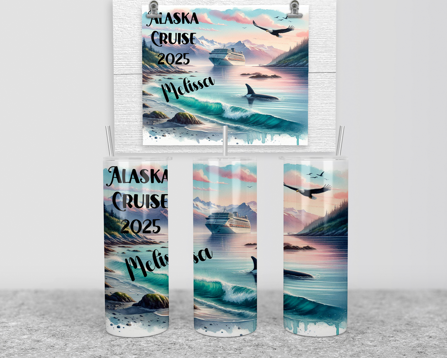 Personalized Glow-in-the-Dark Alaska Cruise Tumbler for Girls Trip - Perfect Group Cruise Gift