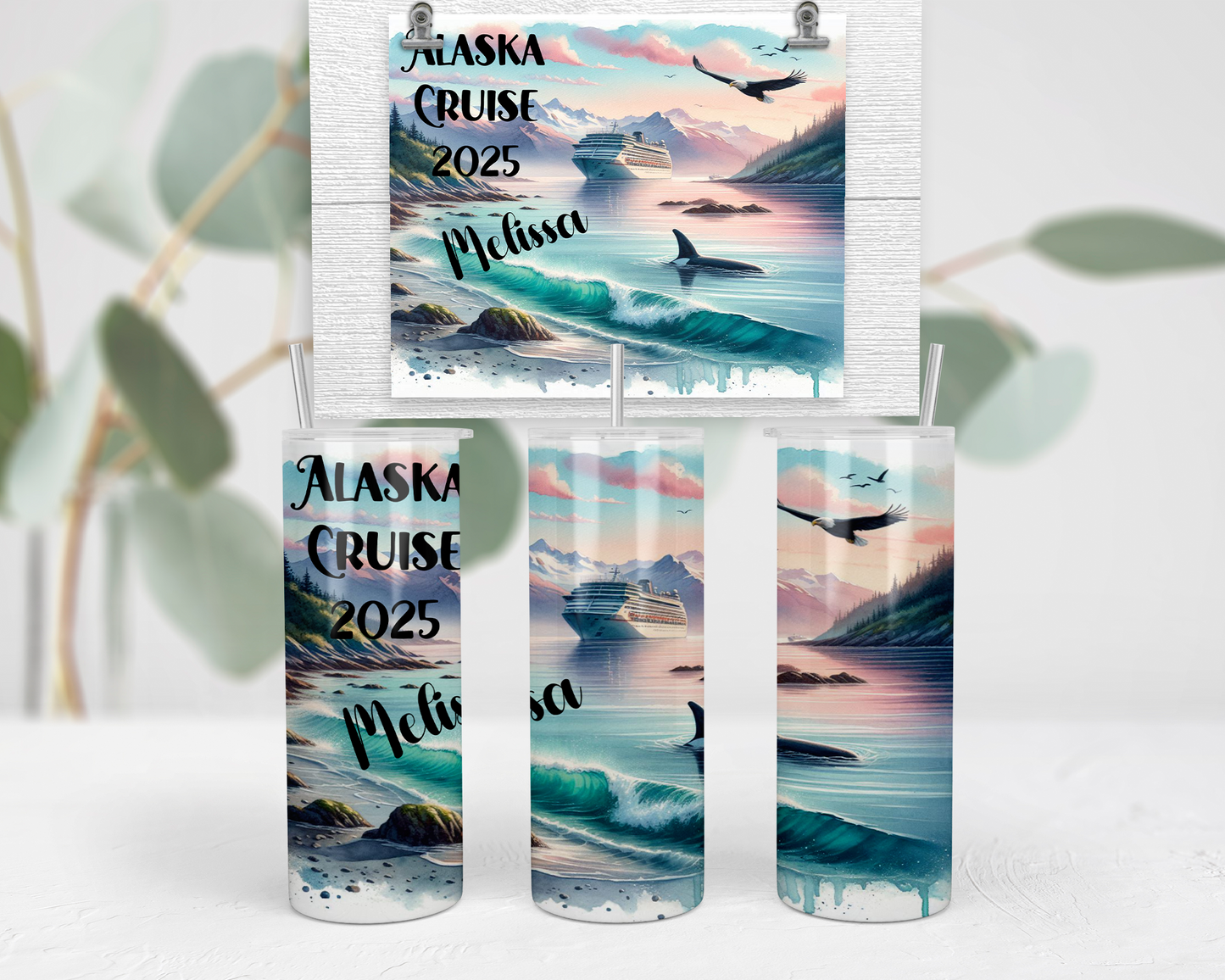 Personalized Glow-in-the-Dark Alaska Cruise Tumbler for Girls Trip - Perfect Group Cruise Gift