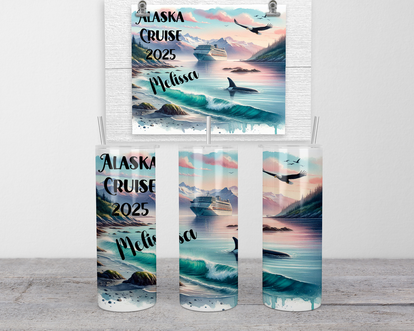 Personalized Glow-in-the-Dark Alaska Cruise Tumbler for Girls Trip - Perfect Group Cruise Gift