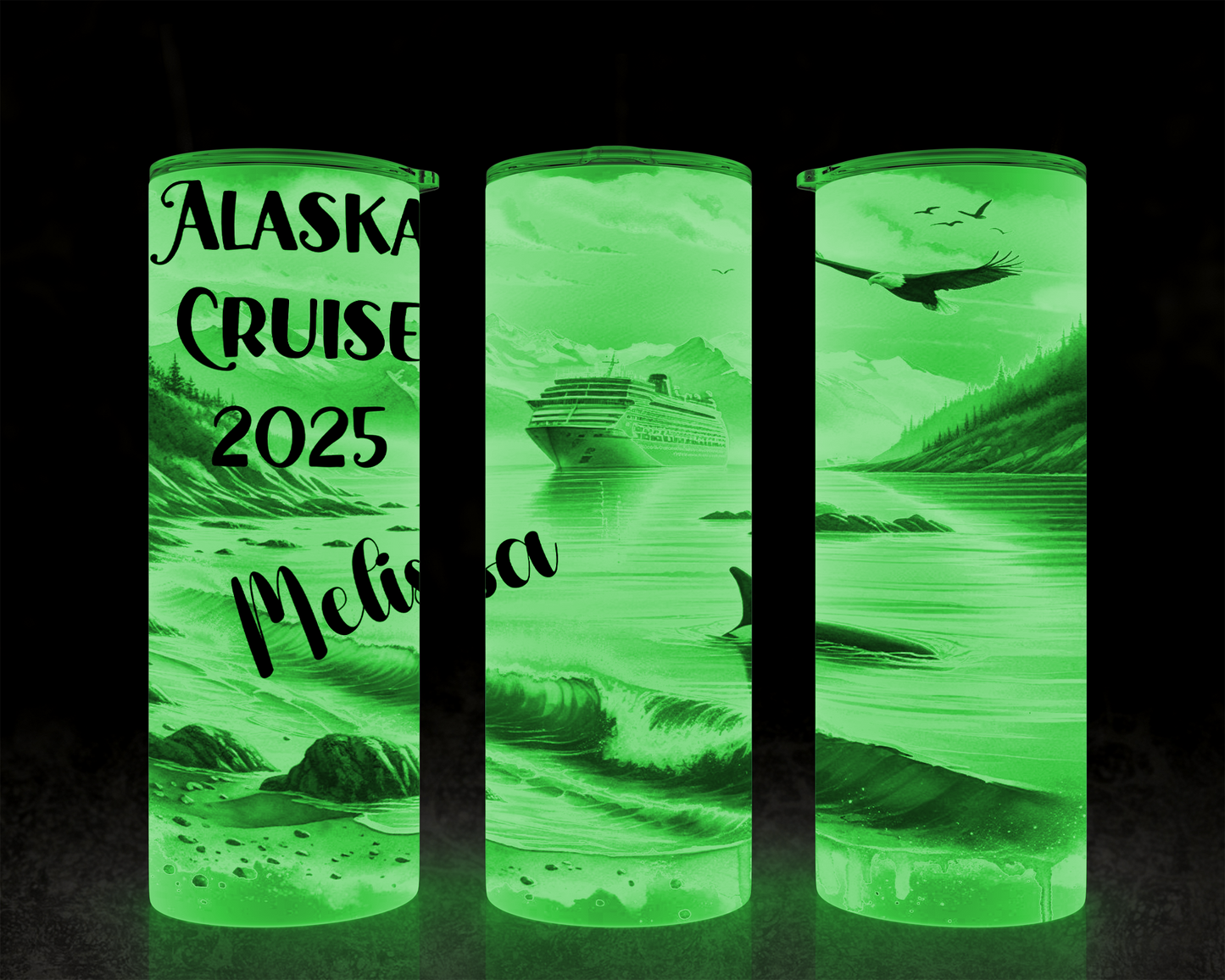 Personalized Glow-in-the-Dark Alaska Cruise Tumbler for Girls Trip - Perfect Group Cruise Gift