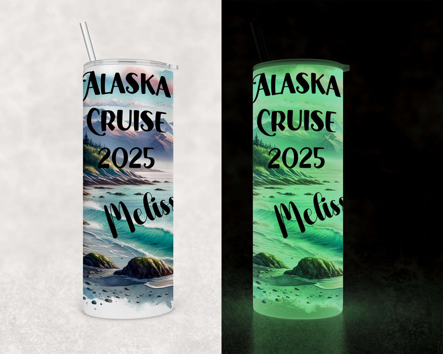 Personalized Glow-in-the-Dark Alaska Cruise Tumbler for Girls Trip - Perfect Group Cruise Gift