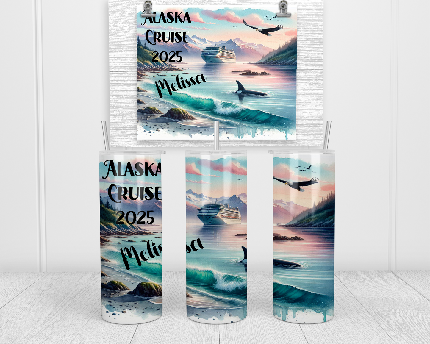 Personalized Glow-in-the-Dark Alaska Cruise Tumbler for Girls Trip - Perfect Group Cruise Gift