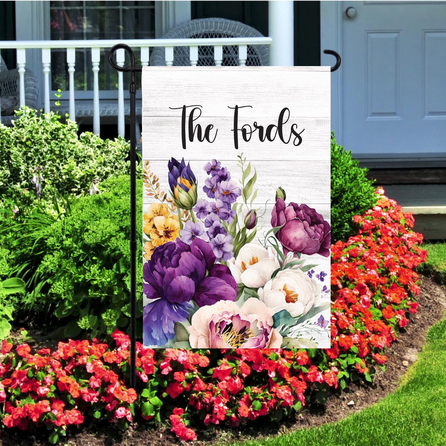 Personalized Floral Garden Flag - Custom Welcome Sign for Housewarming Gifts Outdoor Patio Decor