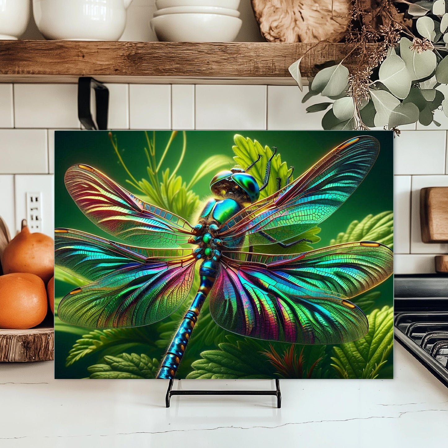 Dragonfly Tempered Glass Cutting Board - Unique Kitchen Decor for Nature Lovers