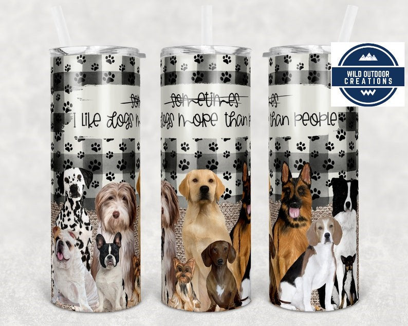 Dog Lover Tumbler, Paw Print Wrap, Stainless Steel, 20Oz, Lid Straw