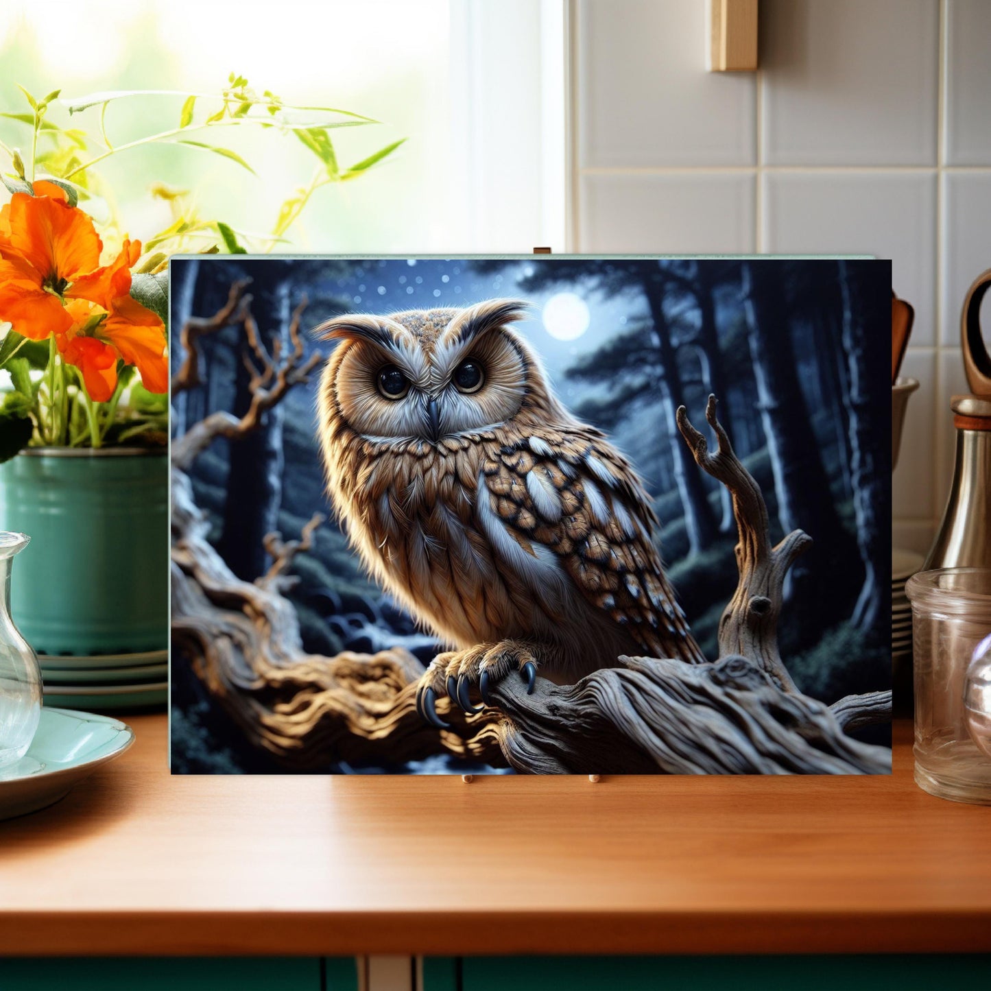 Tempered Glass Owl Cutting Board - Unique Kitchen Decor Perfect Gift for Owl Lovers