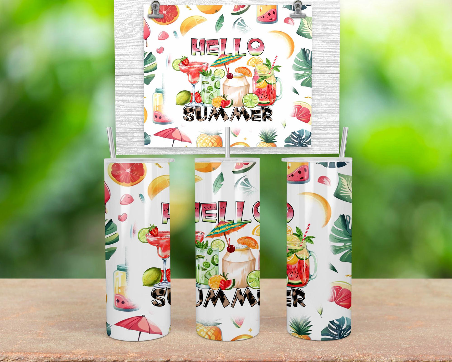 20oz Insulated Tumbler for Hot Cold Drinks - Fun Hello Summer Design