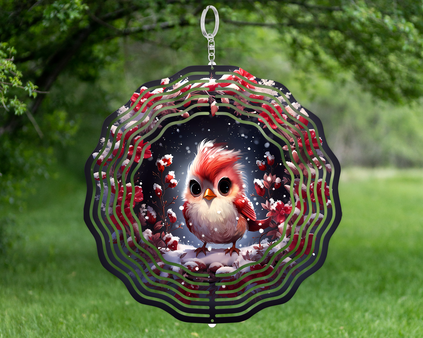 Double-Sided Baby Cardinal Wind Spinner - Unique Bird Lover Gift for Mothers Day Yard or Porch Decor Housewarming Present