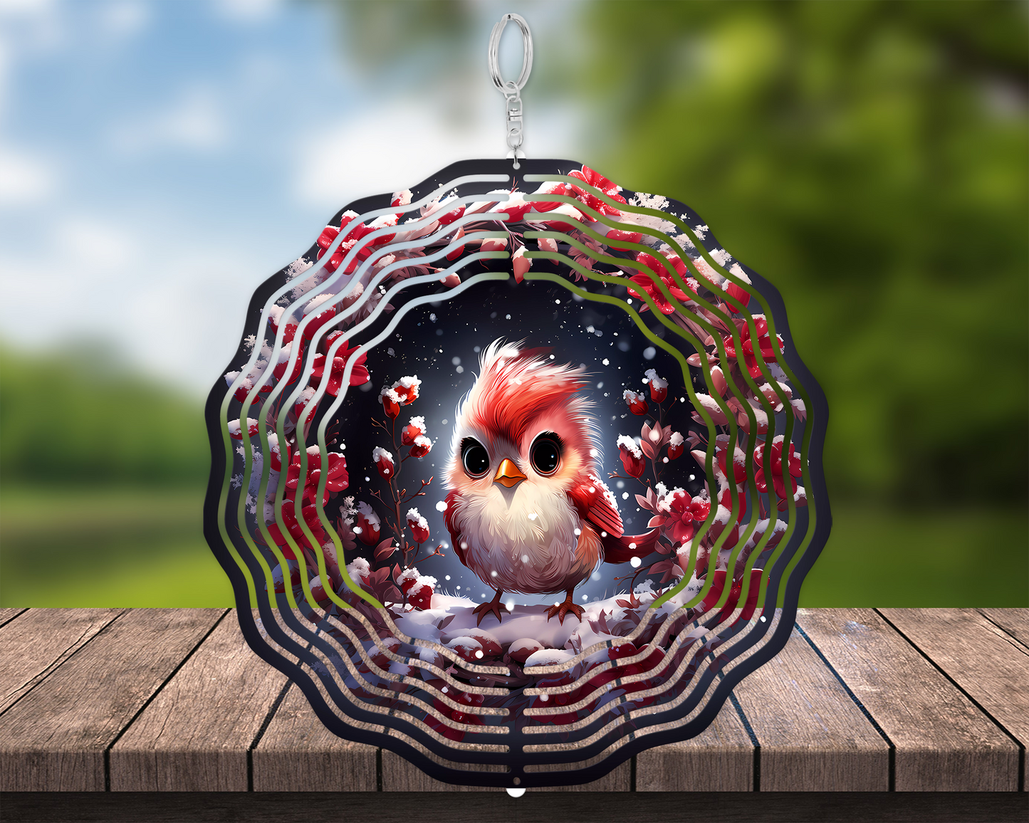 Double-Sided Baby Cardinal Wind Spinner - Unique Bird Lover Gift for Mothers Day Yard or Porch Decor Housewarming Present