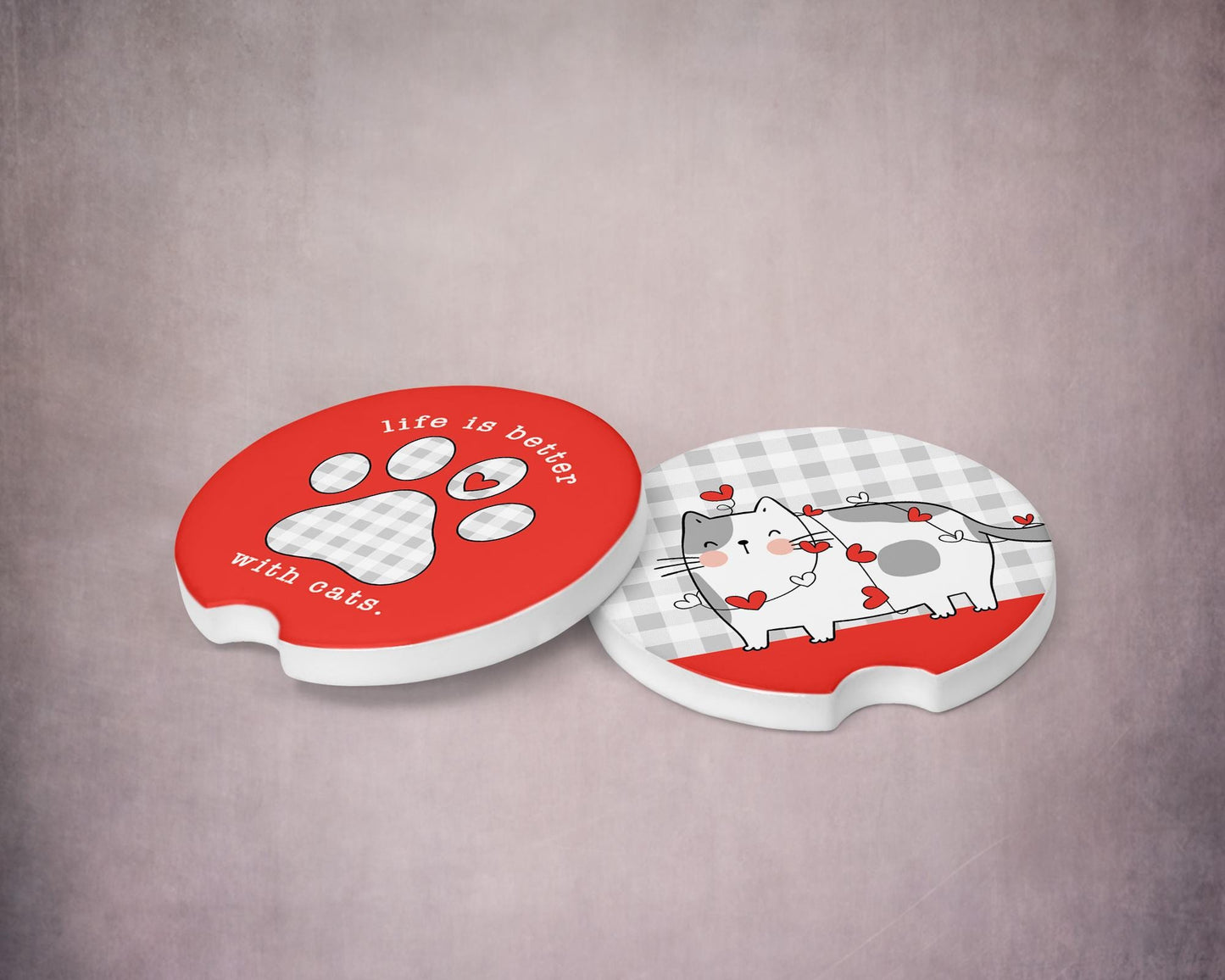 2 Piece Set with Paw Print and Heart Design, Unique Gift for Cat Mom