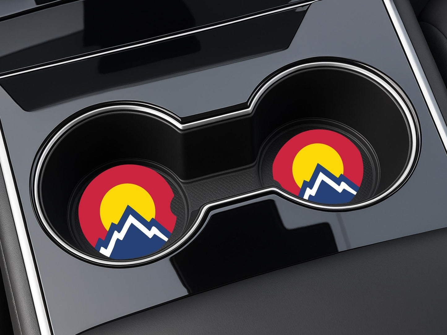 Colorado Logo Sandstone Car Coasters, Unique Gifts for Colorado Lover,