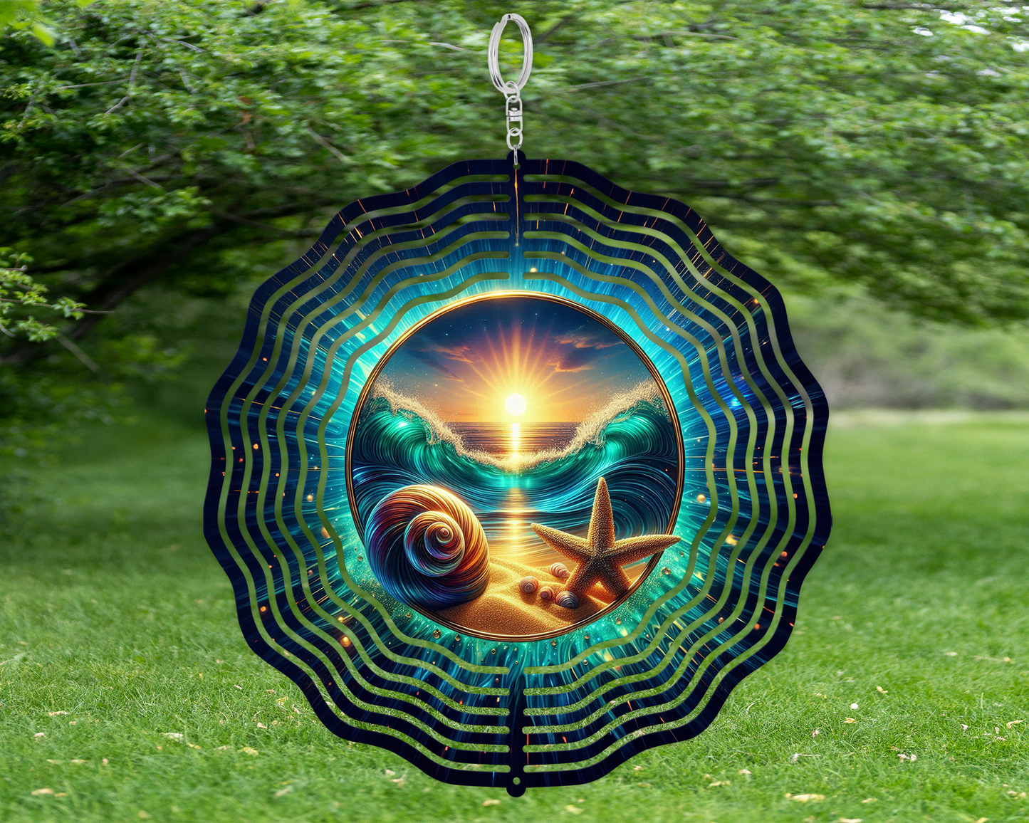 10-Inch Aluminum Beach Wind Spinner for Vibrant Outdoor Decor