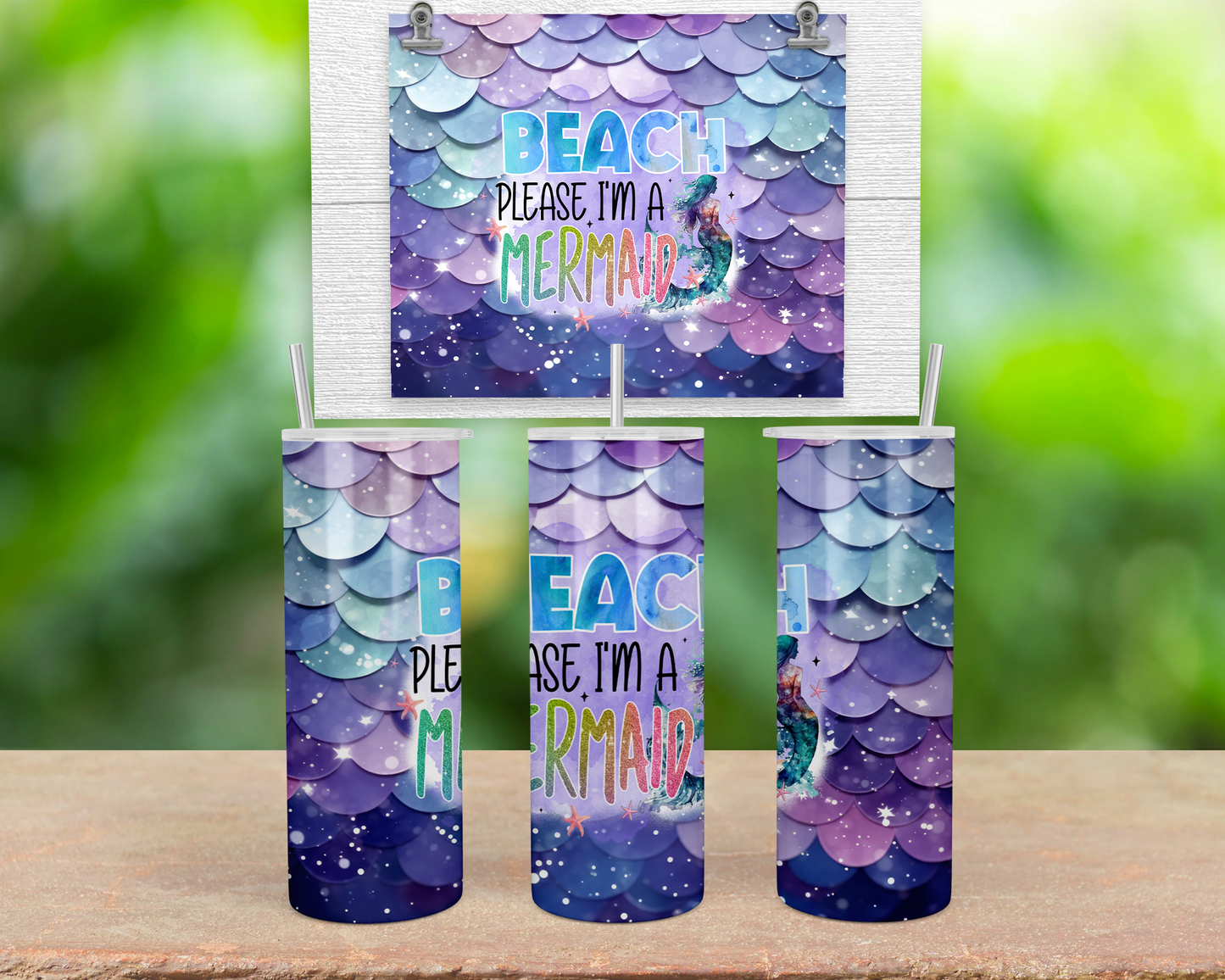 20oz Mermaid Tumbler with Straw Lid - Ideal Gift for Beach Lovers Ocean Enthusiasts