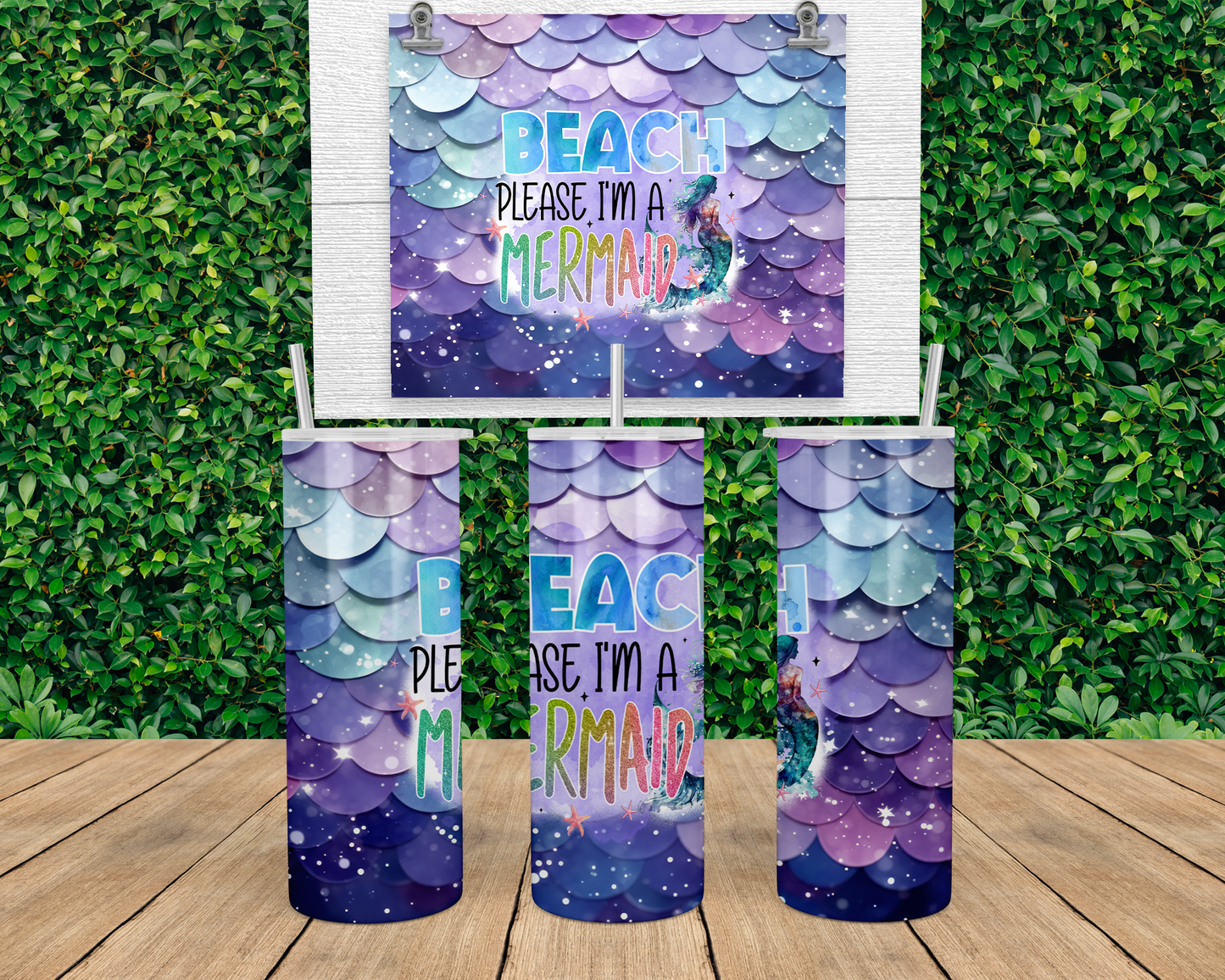 20oz Mermaid Tumbler with Straw Lid - Ideal Gift for Beach Lovers Ocean Enthusiasts