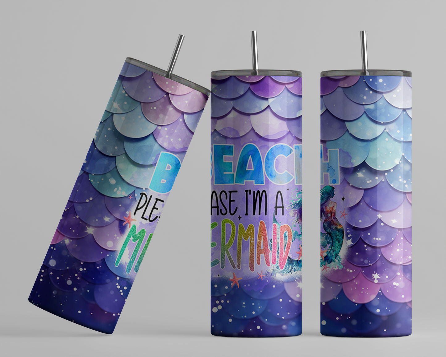 20oz Mermaid Tumbler with Straw Lid - Ideal Gift for Beach Lovers Ocean Enthusiasts