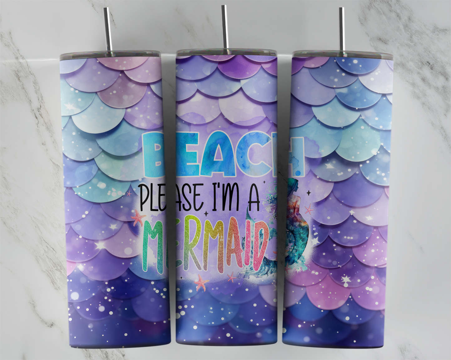 20oz Mermaid Tumbler with Straw Lid - Ideal Gift for Beach Lovers Ocean Enthusiasts