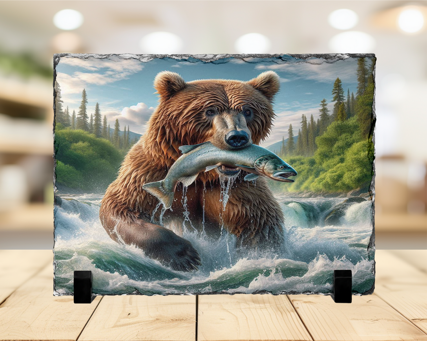 Bear Slate Picture with Display Legs - Perfect Gift for Outdoor Lovers