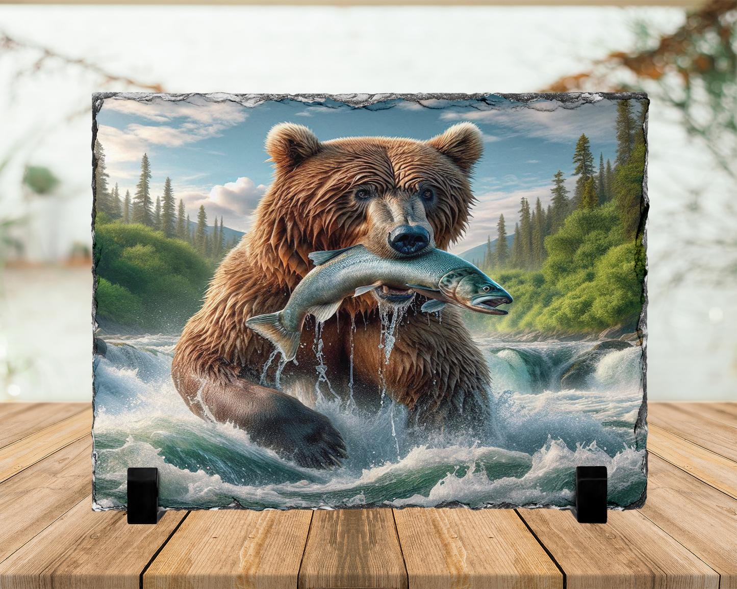 Bear Slate Picture with Display Legs - Perfect Gift for Outdoor Lovers