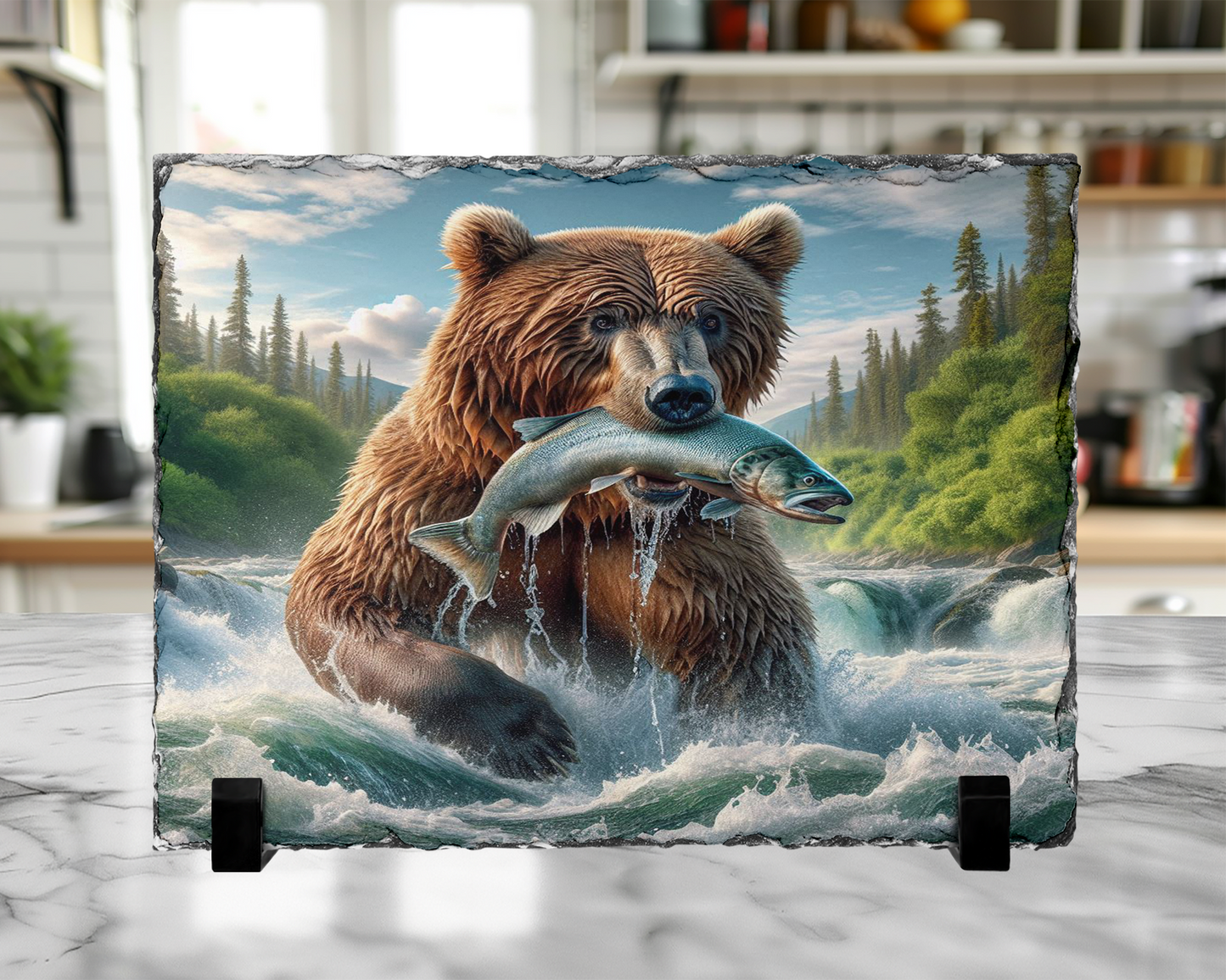 Bear Slate Picture with Display Legs - Perfect Gift for Outdoor Lovers