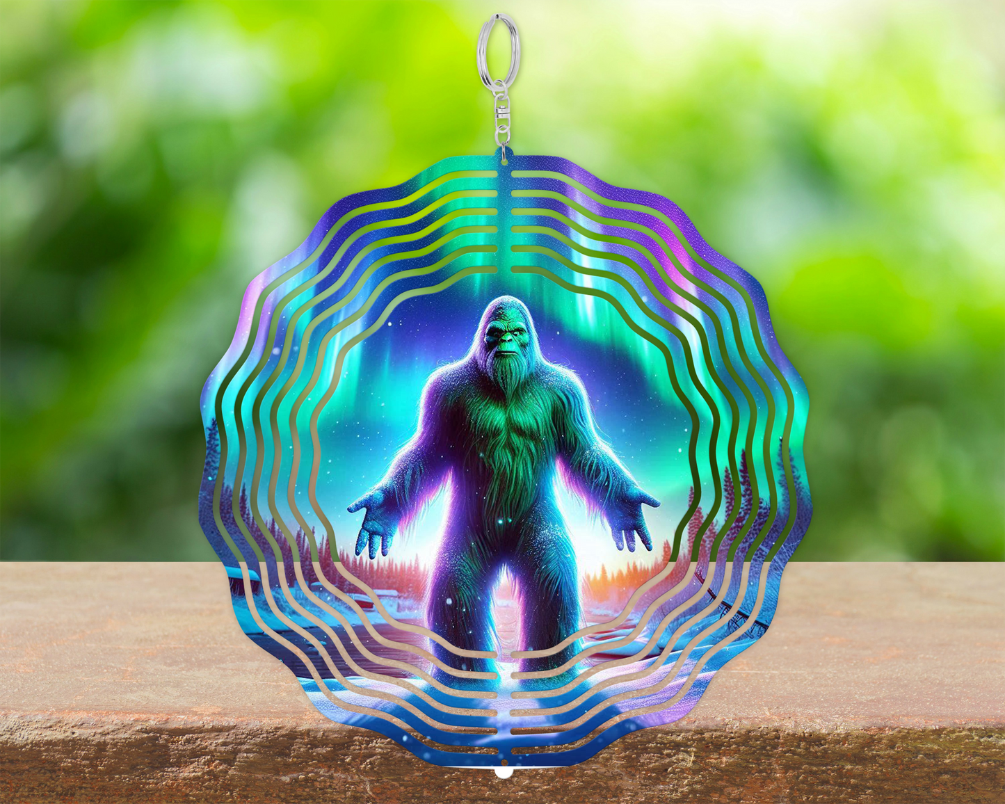 Bigfoot Northern Lights Wind Spinner - Festive Garden Decor for Sasquatch Enthusiasts Unique Yard Art Gift