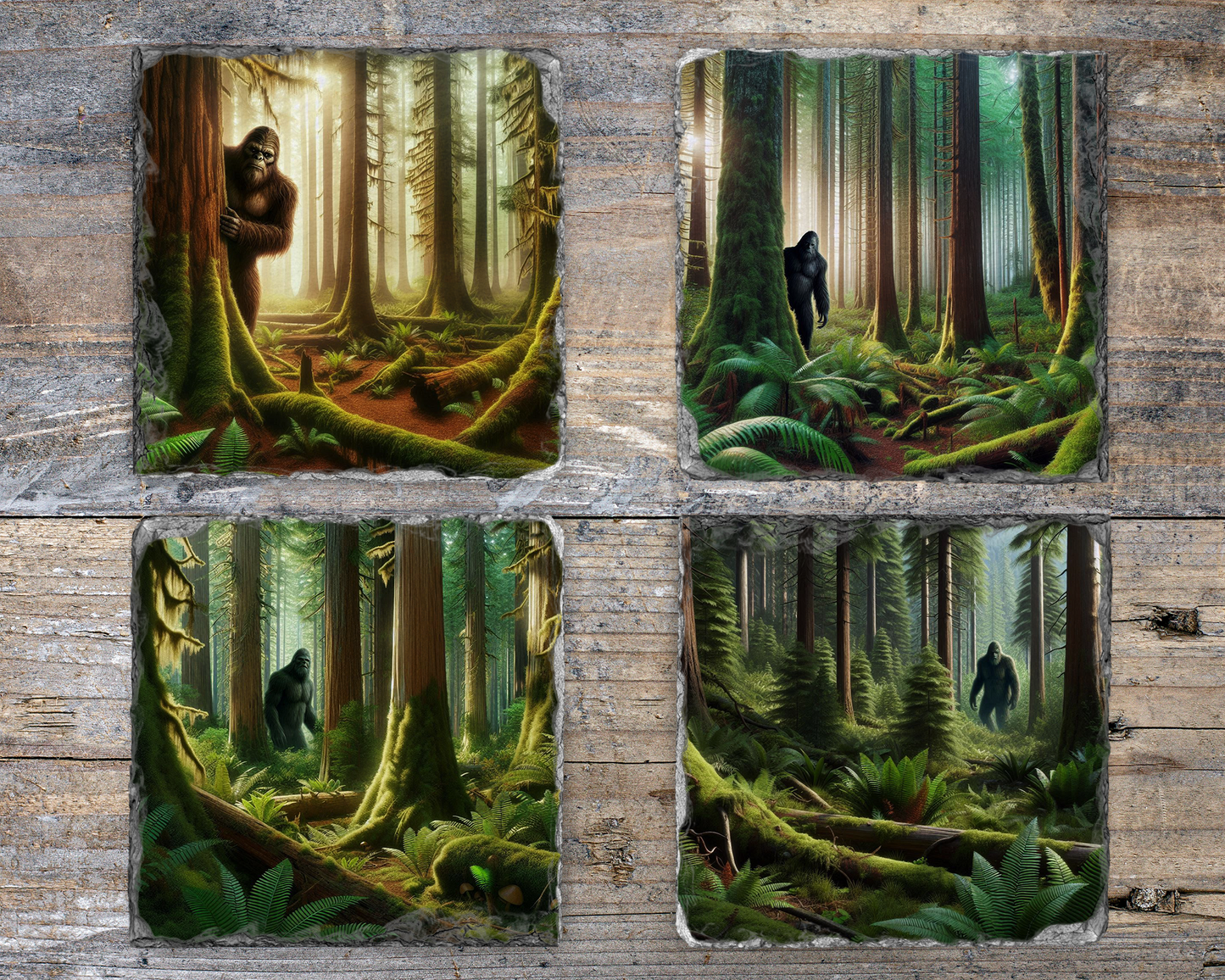 Handcrafted Bigfoot Slate Coaster Set - Unique Quirky Gifts for Bigfoot Enthusiasts
