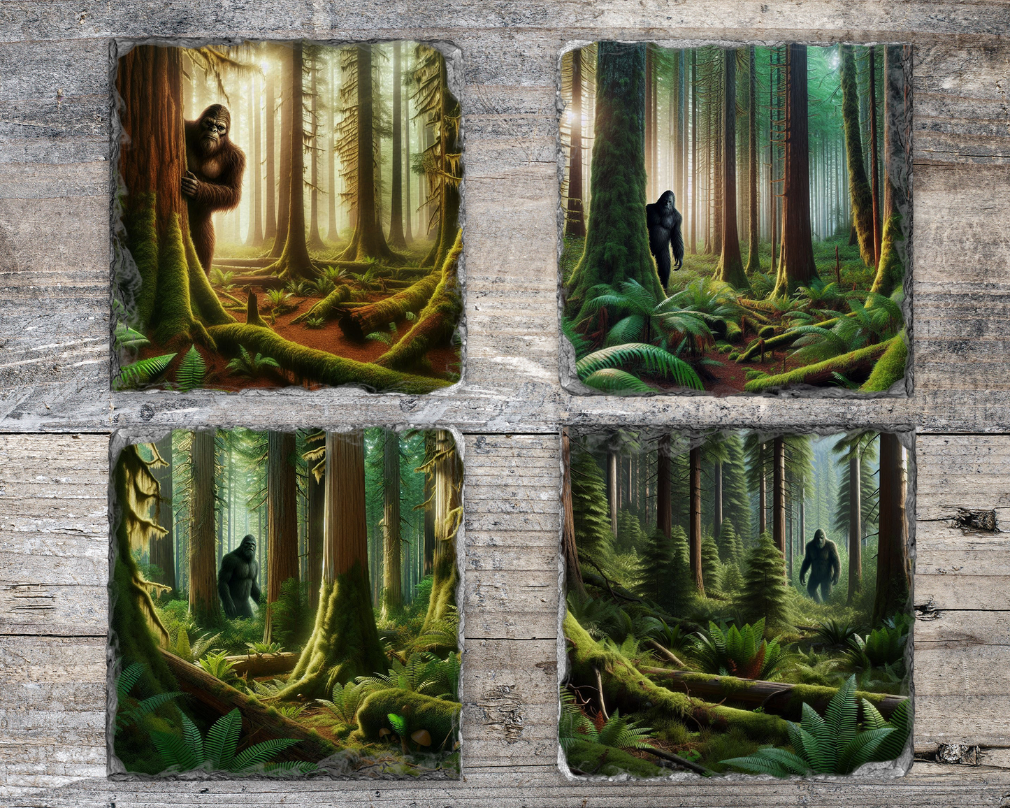 Handcrafted Bigfoot Slate Coaster Set - Unique Quirky Gifts for Bigfoot Enthusiasts