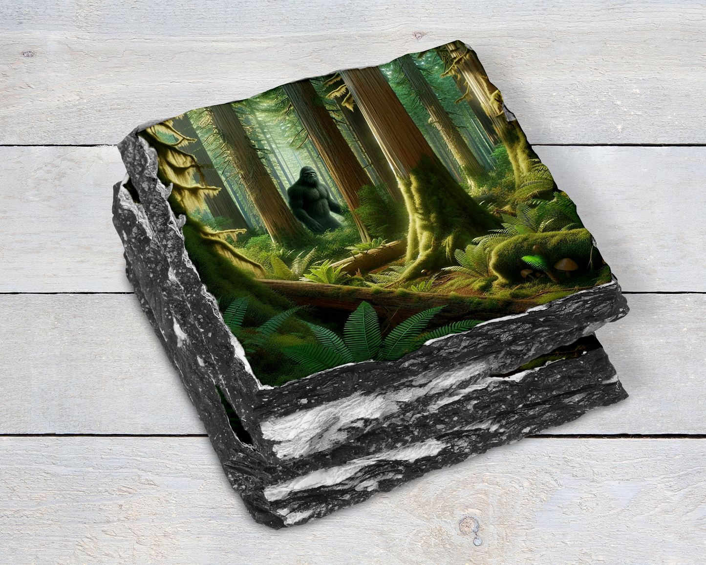 Handcrafted Bigfoot Slate Coaster Set - Unique Quirky Gifts for Bigfoot Enthusiasts