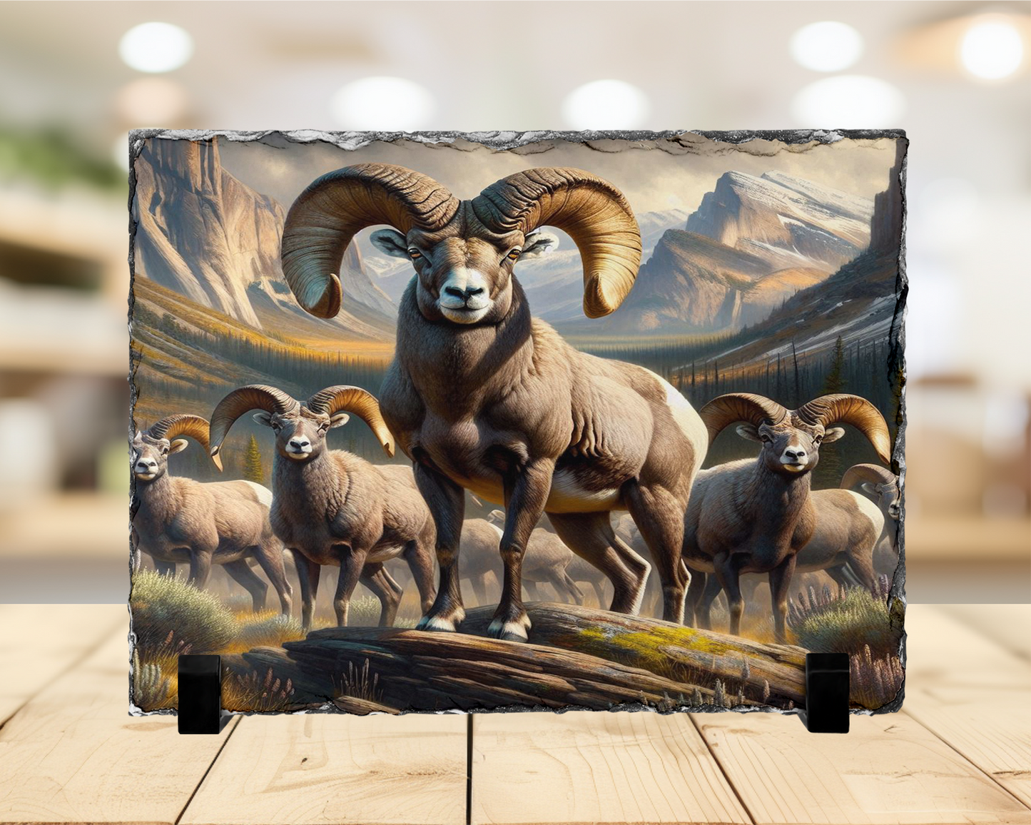 Wildlife Photo Slate with Legs - Big Horn Sheep in Colorado Mountains