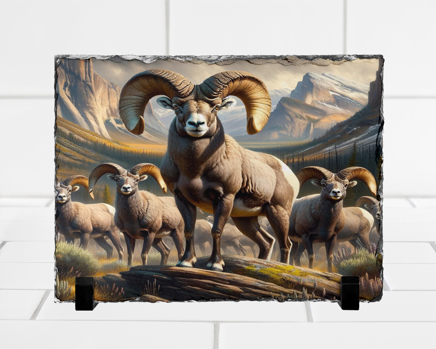 Wildlife Photo Slate with Legs - Big Horn Sheep in Colorado Mountains