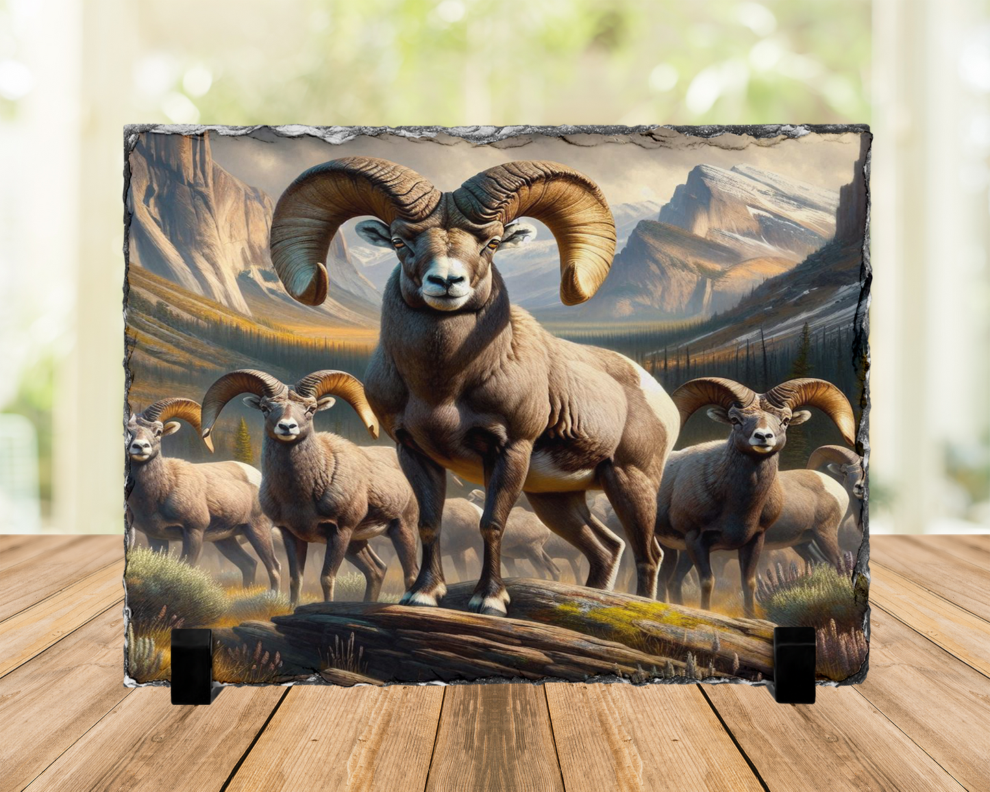 Wildlife Photo Slate with Legs - Big Horn Sheep in Colorado Mountains