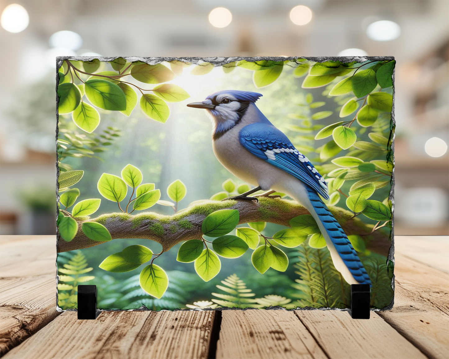 Blue Jay Photo Slate with Display Legs - Perfect Gift for Nature Lovers