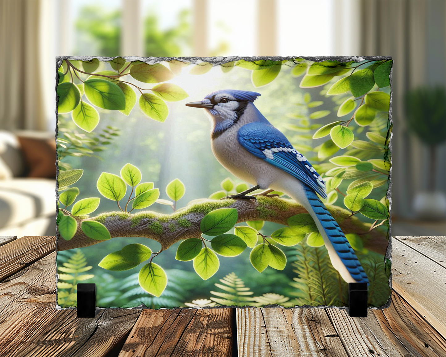 Blue Jay Photo Slate with Display Legs - Perfect Gift for Nature Lovers