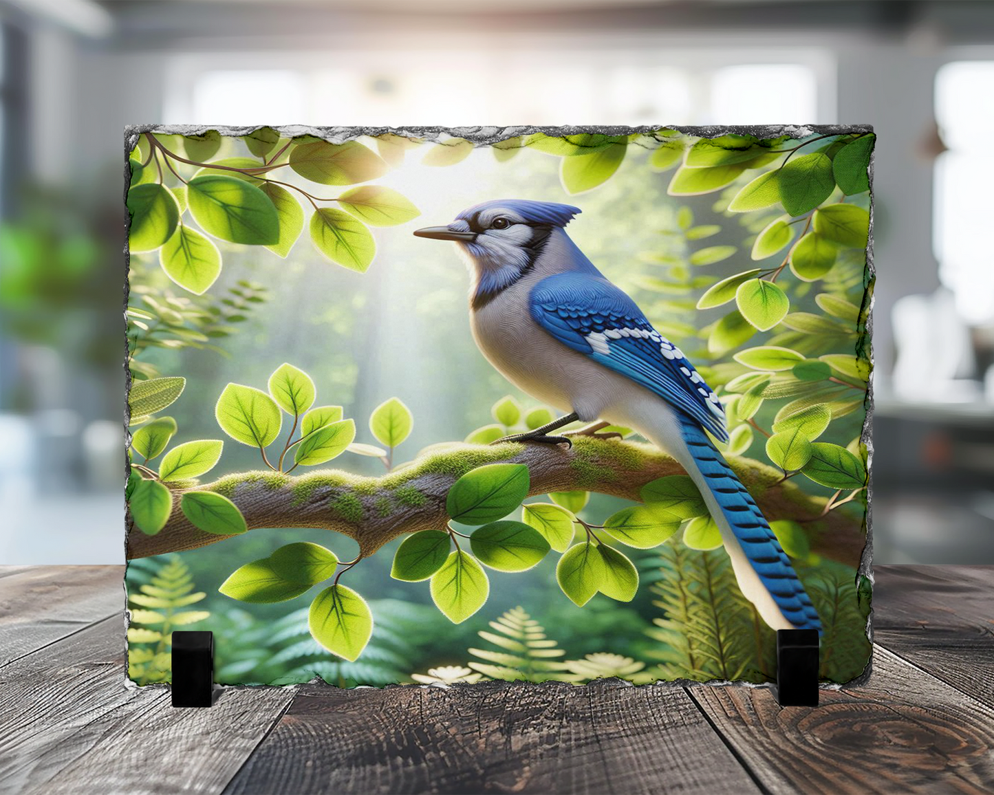 Blue Jay Photo Slate with Display Legs - Perfect Gift for Nature Lovers