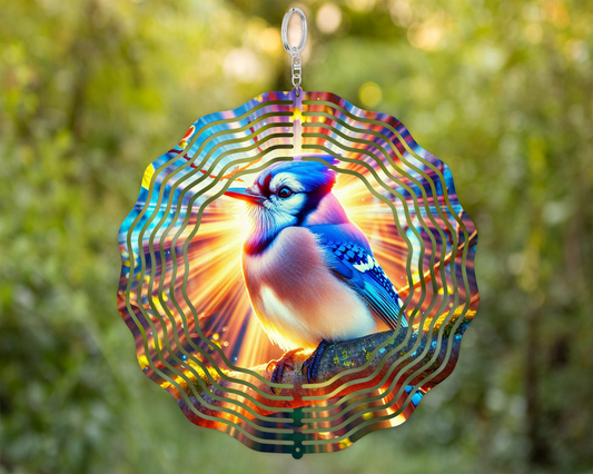 Blue Jay Wind Spinner - Colorful 3D Aluminum Garden Decor for Vibrant Outdoor Spaces